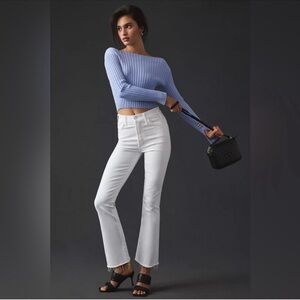 MOTHER The Hustler Ankle Fray Jeans Glass Slipper / White Size 25